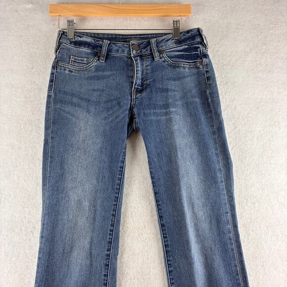 Soho Curvy Low Rise Y2K Bootcut Jeans Womens 2 Fading Blue Denim Stretch Comfort - Picture 7 of 11